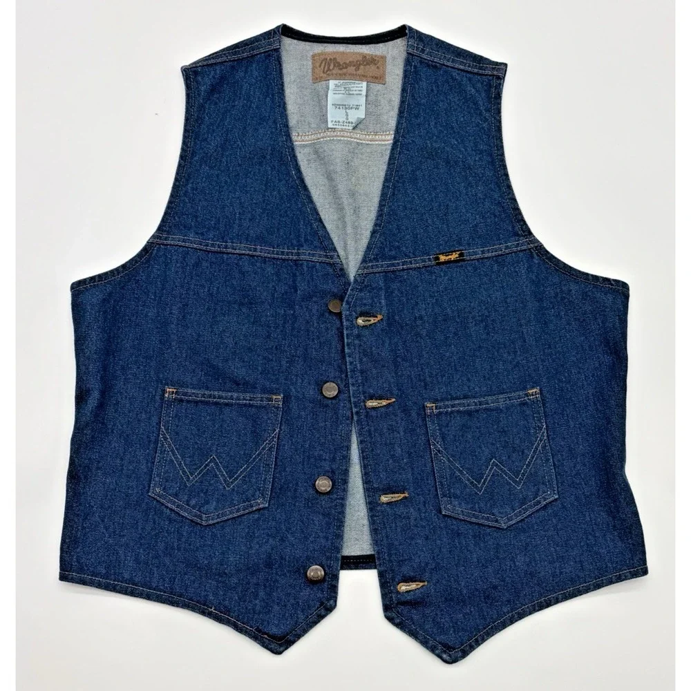 Vintage Wrangler Denim Vest Western Men's Large